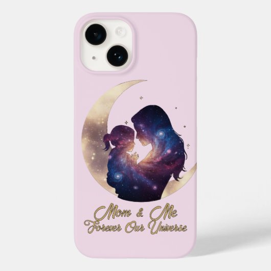 銀河のママと子どものシルエット 月の芸術 Case-Mate iPhoneケース (裏面)