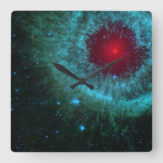 銀河の中の美しい星、らせん星雲 スクエア壁時計 (正面)