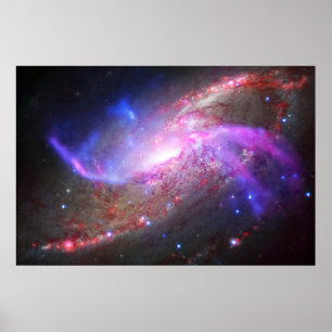 銀河の光が渦巻き銀河系Ngc 4258に現れる。 ポスター