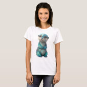 銀河の光沢を持つ天体のカワウソ 女性 Tシャツ (正面フル)
