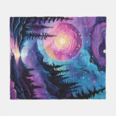 銀河の夜景：魅惑の森 フリースブランケット (正面(横))