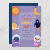 銀河の子供の誕生日招待状 招待状 (正面/裏面)