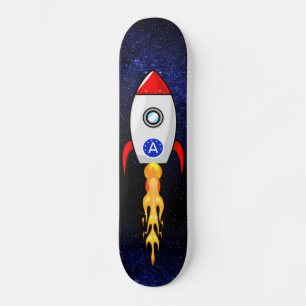 銀河の宇宙ロケットとモノグラム  スケートボード