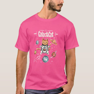 銀河の宇宙飛行士猫 グラフィック ギャラクティキャット Tシャツ