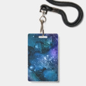 銀河の恋人たち 星空 青空 白いきらきら バッジ (正面（ネックストラップ付）)