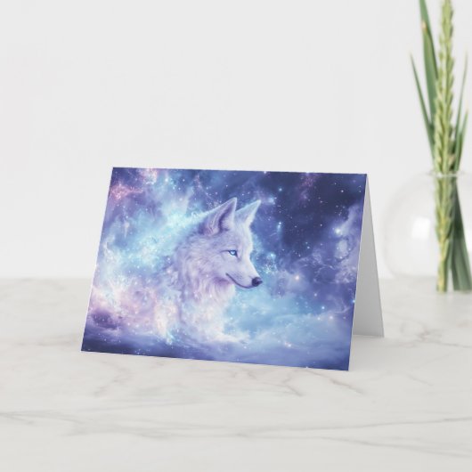 銀河の星々の中で輝く狼 カード (正面)