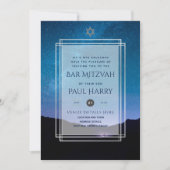 銀河の星空バー ミッツヴァー 招待状 ネイビー (正面)