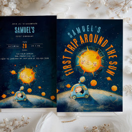 銀河の最初の誕生日:太陽の軌道お祝い 招待状