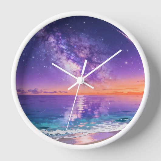 銀河の海の夕焼けウォールクロック 壁時計 (正面)