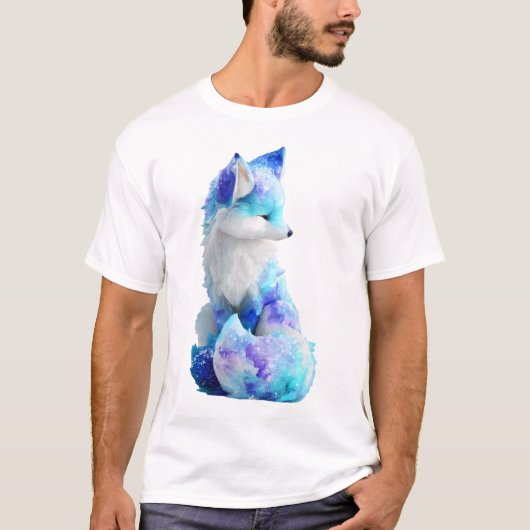 銀河の狐の芸術的肖像画 メンズ Tシャツ (正面)