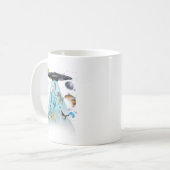 銀河の猫の水泳Tシャツ | かわいい宇宙飛行士の猫 コーヒーマグカップ (正面左)