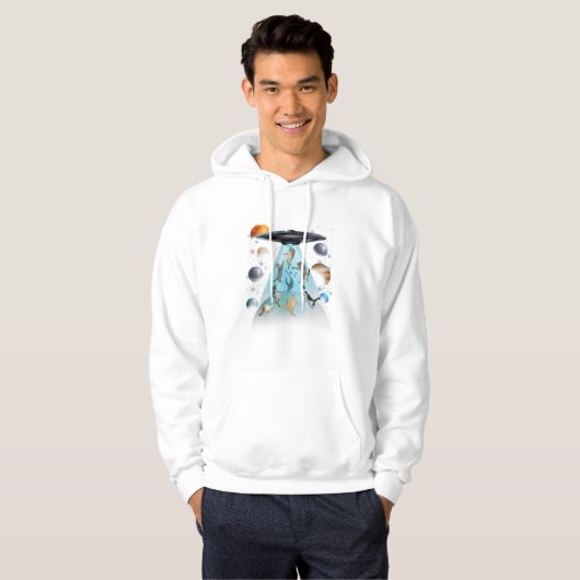 銀河の猫の水泳Tシャツ | かわいい宇宙飛行士の猫 パーカ (正面フル)