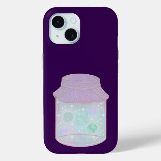 銀河の猫の瓶詰め | かわいい宇宙猫のイラスト iPhone 15ケース