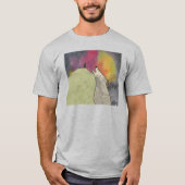 銀河の空に向かって吠えるオオカミ Tシャツ (正面)