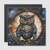 銀河の空を背にしたスチームパンクフクロウ (正面/裏面)