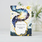 銀河の編集可能なスペースバースデー サンキューカード (スタンド正面)