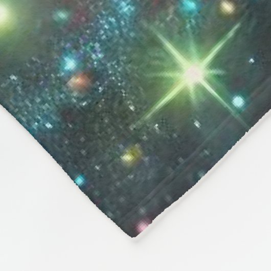 銀河の輝きと星を持つきらめく蝶 フリースブランケット (角)