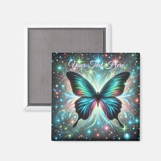 銀河の輝きと星を持つきらめく蝶 マグネット (正面/裏面)
