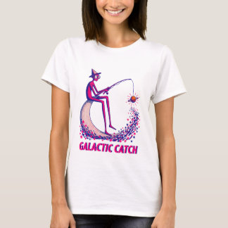 銀河の釣果イラスト – 月の釣りと輝き Tシャツ