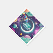 銀河をテーマにしたハッピーバースデー三日月と星たち スタンダードカクテルナプキン (角)