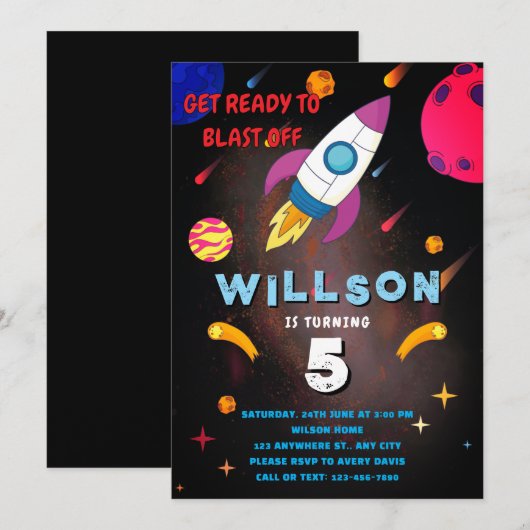 銀河を旅する発射準備完了! 招待状 (正面/裏面)
