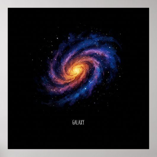 銀河アート – 宇宙の螺旋空間イラスト ポスター (正面)