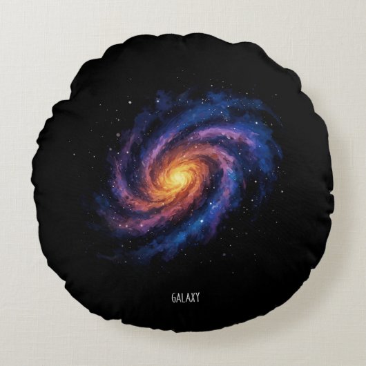 銀河アート – 宇宙の螺旋空間イラスト ラウンドクッション (正面)