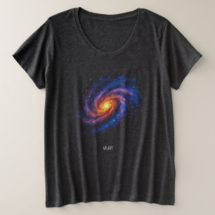 銀河アート – 宇宙渦巻きスペースイラスト プラスサイズTシャツ