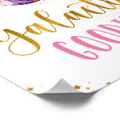 銀河グッズ銀河系ピンク金ゴールド宇宙誕生日 ポスター (角)