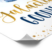 銀河グッズ銀河系ブルー金ゴールド宇宙誕生日 ポスター (角)