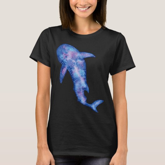 銀河ジンベエザメの水彩画 Tシャツ (正面)