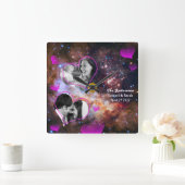 銀河スターズアニバーサリー ウェディングフォトコラージュ スクエア壁時計 (ホーム)