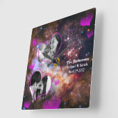 銀河スターズアニバーサリー ウェディングフォトコラージュ スクエア壁時計 (傾斜)