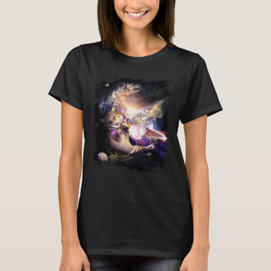 銀河スペースキャットがレーザーで氷に到達 Tシャツ (正面)