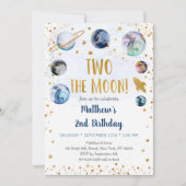 銀河ツー・ザ・ムーン・ブルーゴールド・アウター・スペース・バースデー 招待状 (正面)