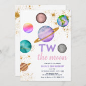 銀河ツー・ザ・ムーン 2歳の誕生日おめでとう 招待状 (正面/裏面)