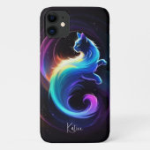 銀河ネオン猫の神秘的な宇宙光 Case-Mate iPhoneケース (裏面)