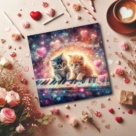銀河パステルハート音楽子猫バレンタイン シーズンカード