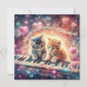 銀河パステルハート音楽子猫バレンタイン シーズンカード (正面)