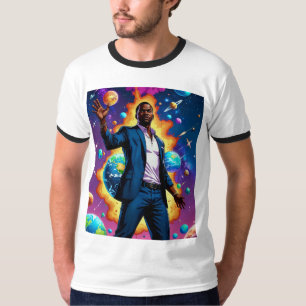 銀河パワーAfro Futurism宇宙Tシャツ Tシャツ