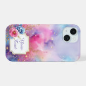 銀河パーソナライズされた開花 iPhone 15ケース (裏面横)