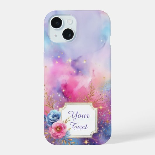 銀河パーソナライズされた開花 iPhone 15ケース (裏面)
