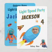 銀河ヒーロー宇宙飛行士の写真テンプレート誕生日 招待状 (正面/裏面)