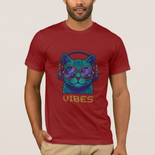 銀河ビブラ猫ヘッドホン Tシャツ