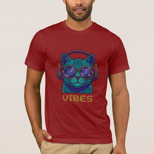 銀河ビブラ猫ヘッドホン Tシャツ (正面)
