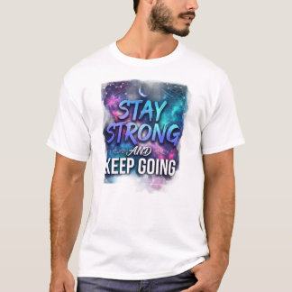 銀河モチベーショナルTシャツ 前向きに頑張ろう Tシャツ