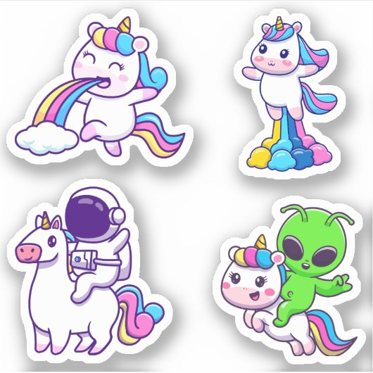 銀河ユニコーン – お洒落宇宙冒険 シール (正面)