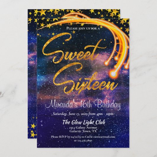 銀河光光Sweet sixteen誕生会 招待状 (正面/裏面)