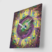 銀河孔雀の羽根の壁時計 スクエア壁時計 (傾斜)