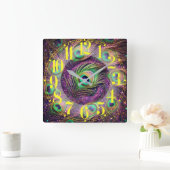 銀河孔雀の羽根の壁時計 スクエア壁時計 (ホーム)